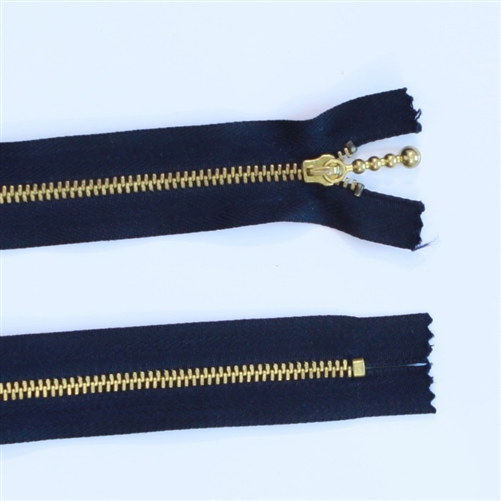29cm Blue Metal Gold tooth zip