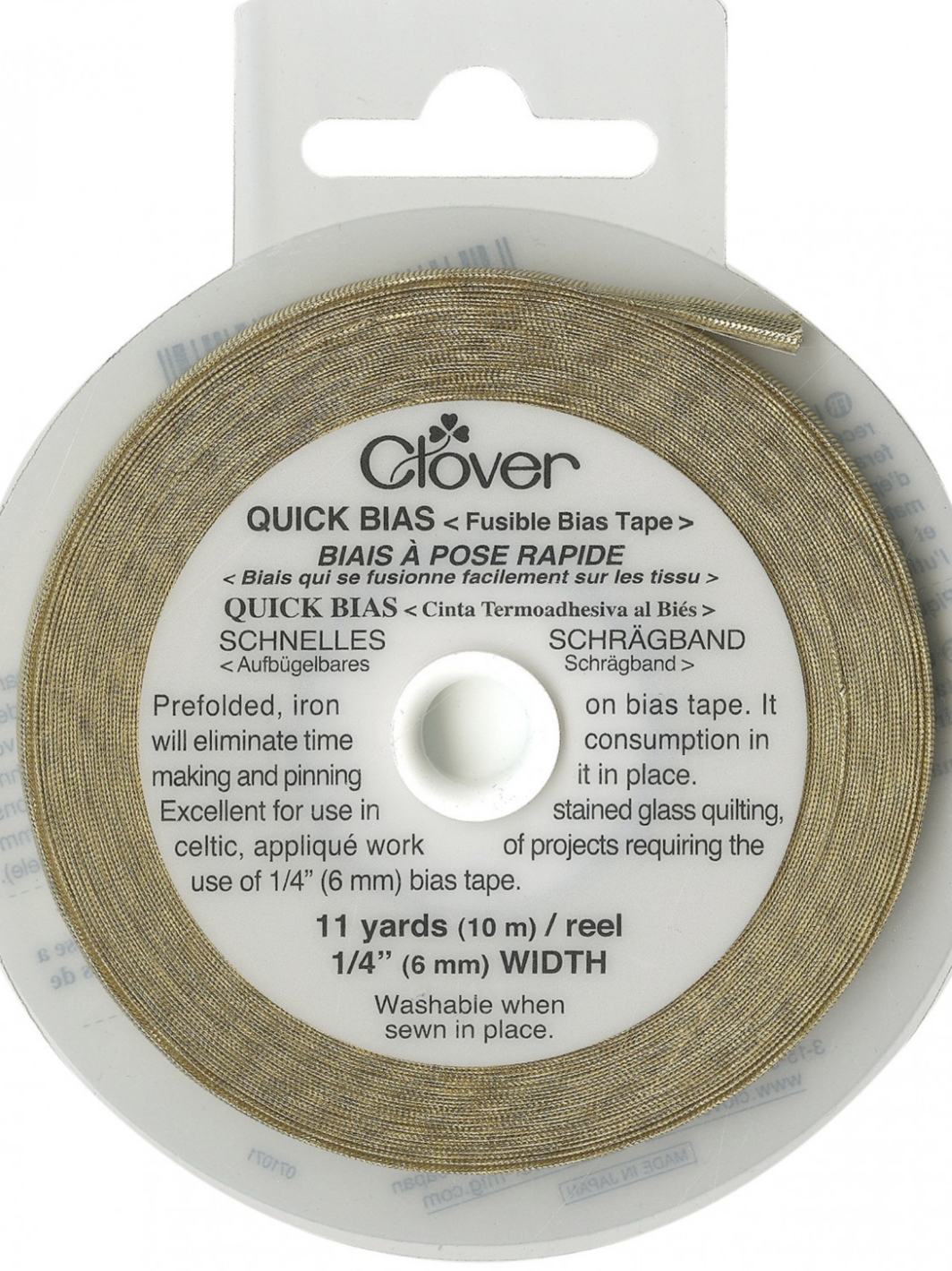 Fusible Quick Bias Metallic Gold 1/4in x 11 yds 700CV-GOLD Clover